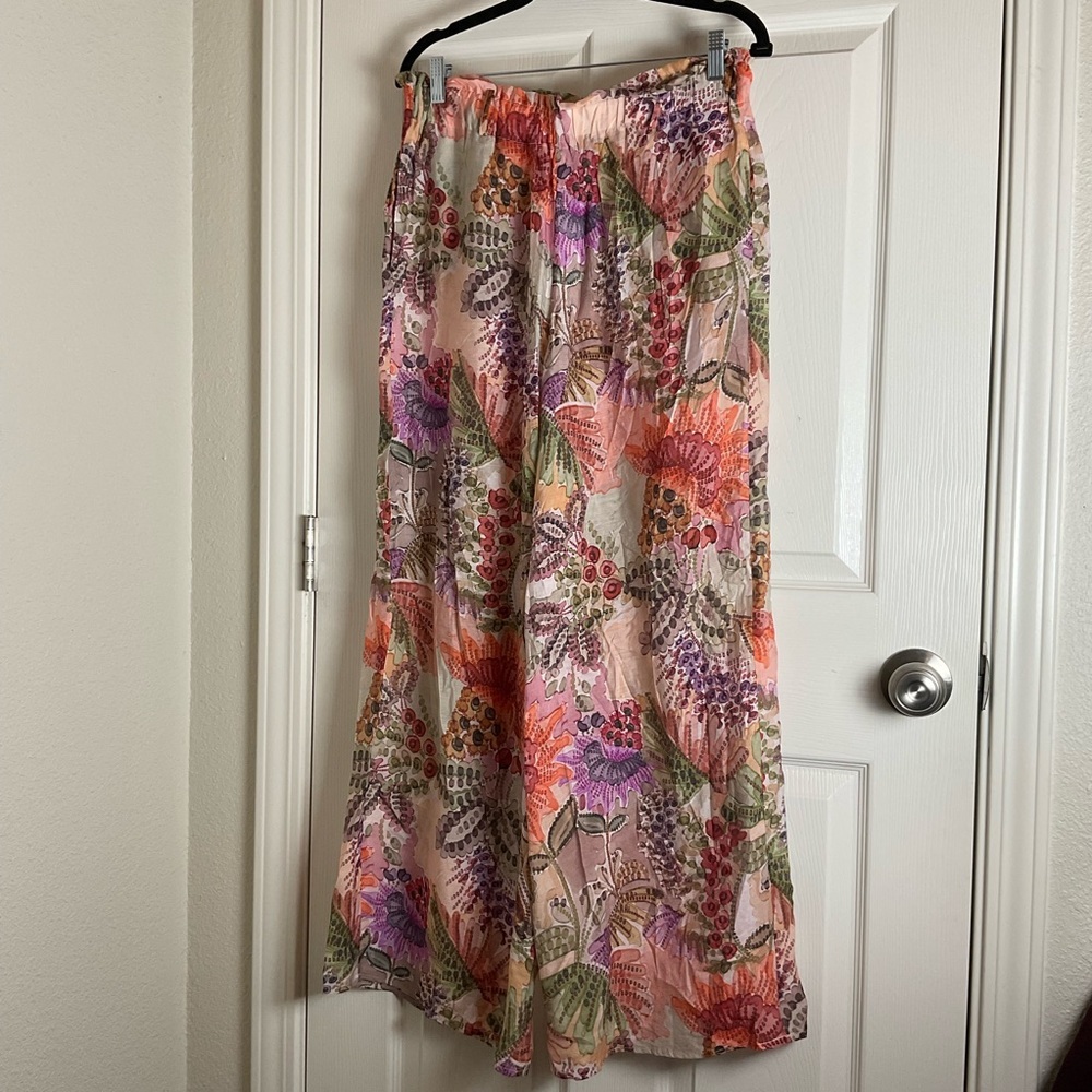 Zara Floral Print Wide Leg Trousers - Size M - Picture 2 of 11